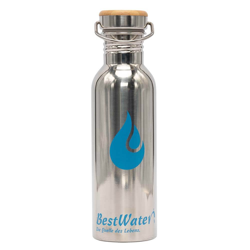 Edelstahl Trinkflasche (Gr. 3) Bamboo-Look 750 ml (glänzend)