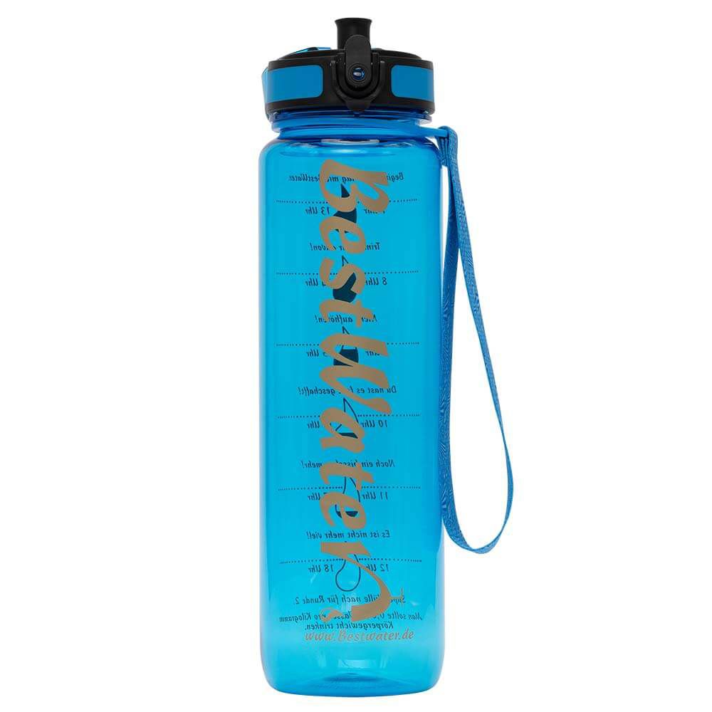 TRITAN Trinkflasche (Gr. L) Clear-Look 1000 ml mit Trink-Skala (dunkelblau)