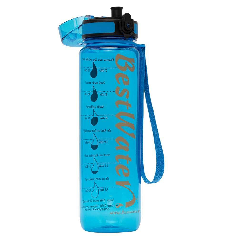 TRITAN Trinkflasche (Gr. L) Clear-Look 1000 ml mit Trink-Skala (dunkelblau)
