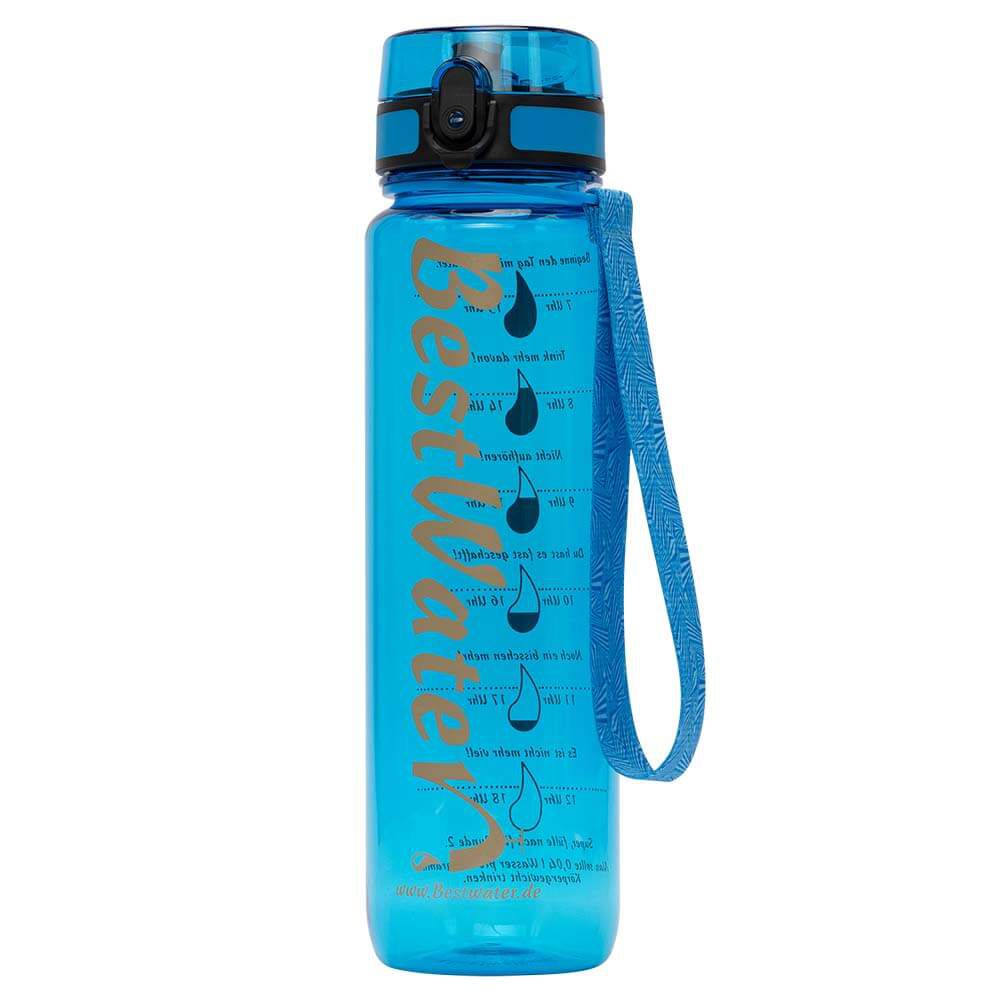 TRITAN Trinkflasche (Gr. L) Clear-Look 1000 ml mit Trink-Skala (dunkelblau)