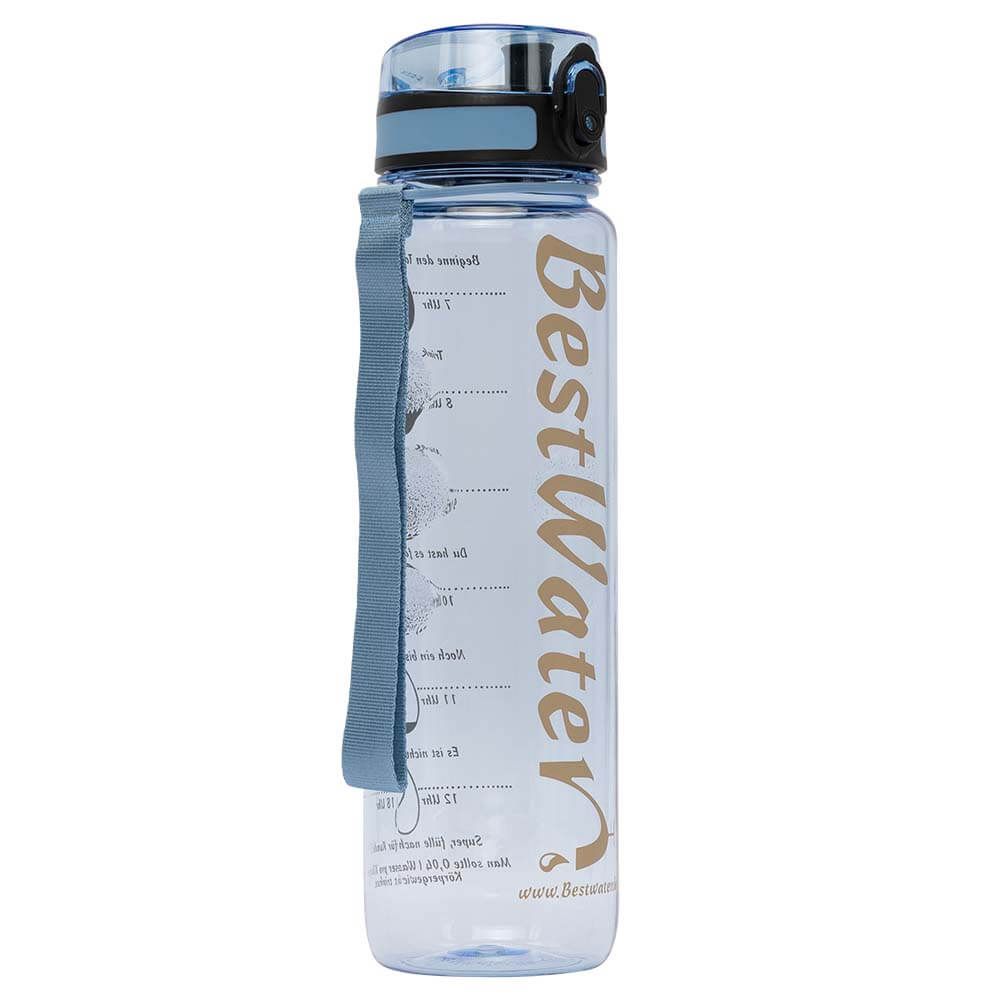 TRITAN Trinkflasche (Gr. L) Clear-Look 1000 ml mit Trink-Skala (hellblau)