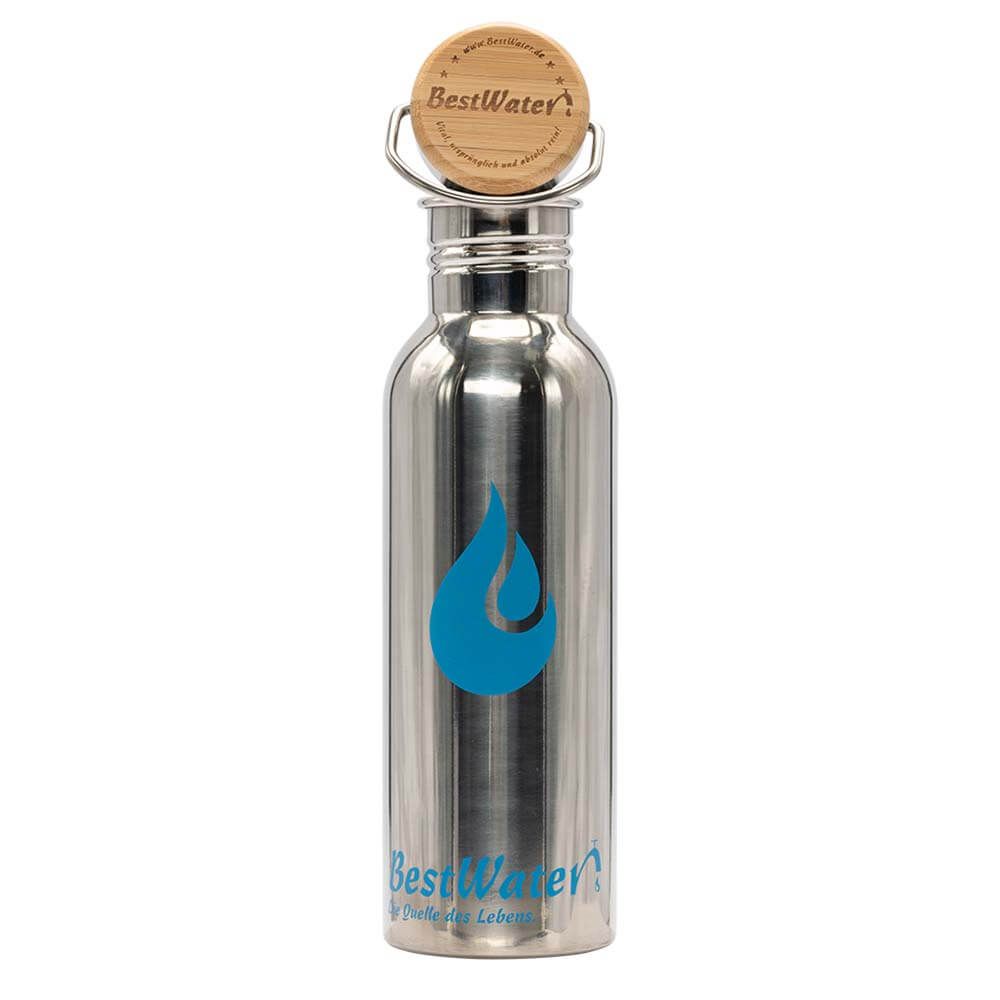 Edelstahl Trinkflasche (Gr. 3) Bamboo-Look 750 ml (glänzend)