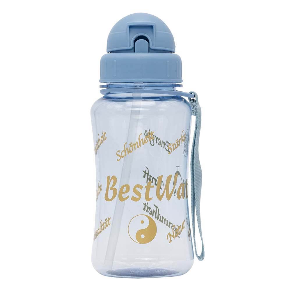 TRITAN Trinkflasche (Gr. S/M) Clear-Look 350 ml inkl. Trinkhalm (hellblau)