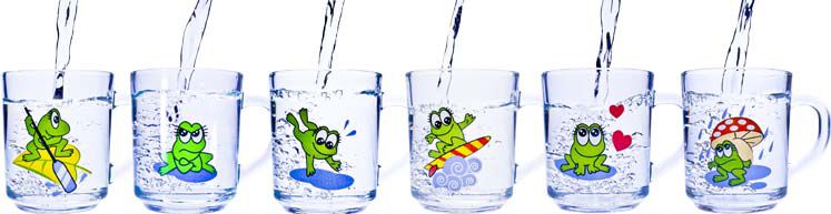 Gläserset 6 Stück mit Froschbildaufdruck